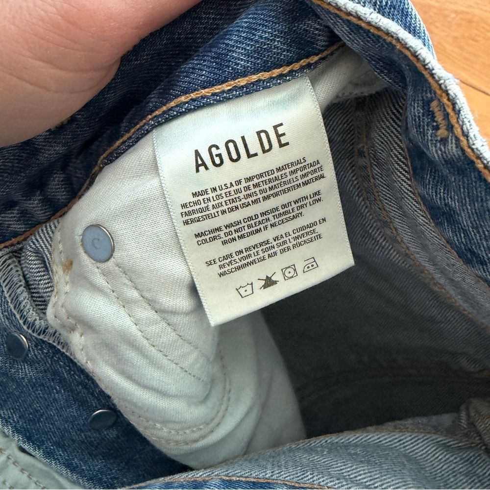 Agolde 90’s Mid Rise Loose Fit Distressed Denim Jeans Size 23 - Picture 11 of 16